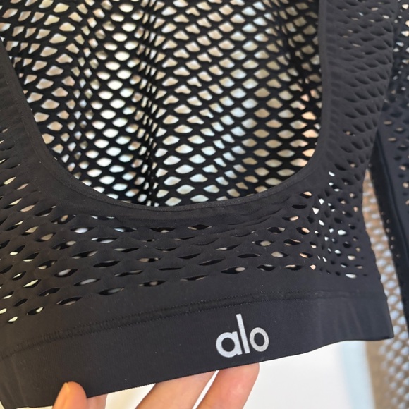 Alo yoga knit top shirt Seamless Open Air Cover Up Black Size S - Picture 9 of 12